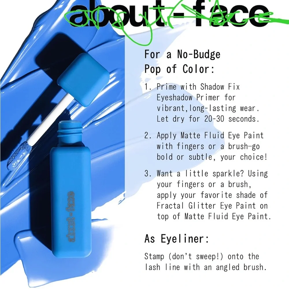 about-face Matte Eye Paint High-Pigment Liquid Eyeshadow Bright Blue Monday